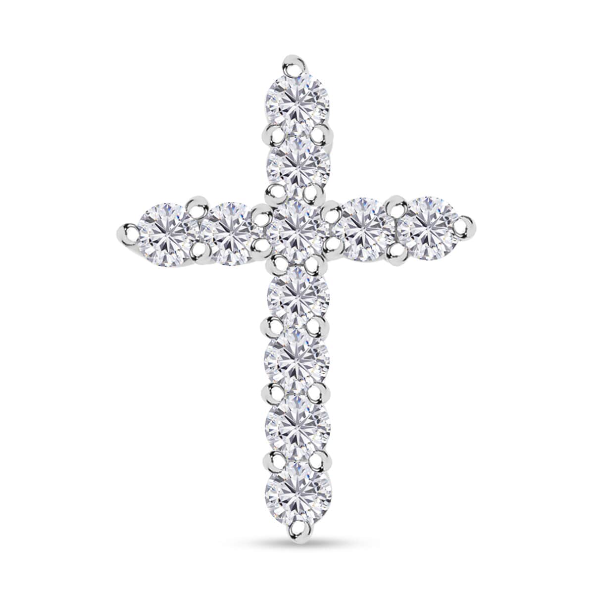 Luxuriant Lab Grown Diamond 0.40 ctw Cross Pendant in Rhodium Over Sterling Silver image number 0