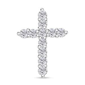 Luxuriant Lab Grown Diamond 0.40 ctw Cross Pendant in Rhodium Over Sterling Silver