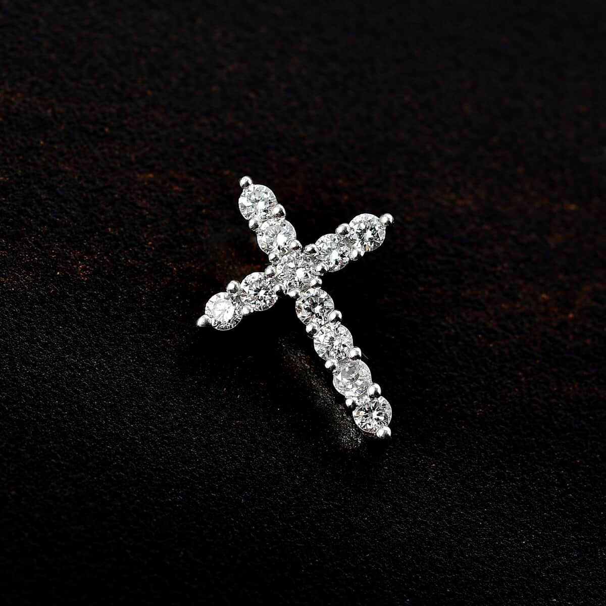 Luxuriant Lab Grown Diamond 0.40 ctw Cross Pendant in Rhodium Over Sterling Silver image number 1