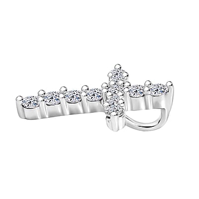 Luxuriant Lab Grown Diamond 0.40 ctw Cross Pendant without Chain in Rhodium Over Sterling Silver