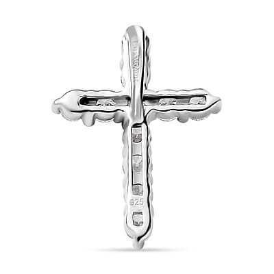 Luxuriant Lab Grown Diamond 0.40 ctw Cross Pendant without Chain in Rhodium Over Sterling Silver