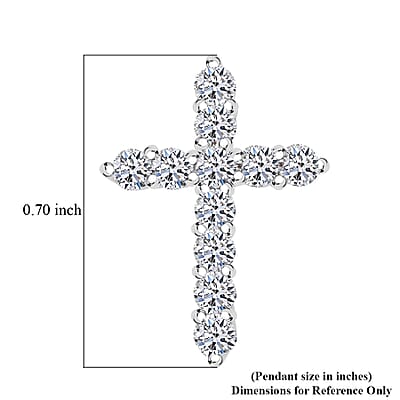 Luxuriant Lab Grown Diamond 0.40 ctw Cross Pendant without Chain in Rhodium Over Sterling Silver
