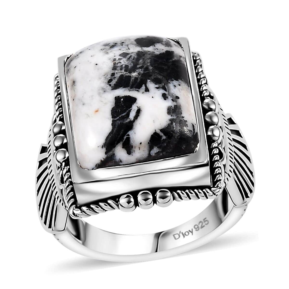 Artisan Crafted White Buffalo 13.10 ctw Ring in Black Oxidized Sterling Silver (Size 10.0) image number 0