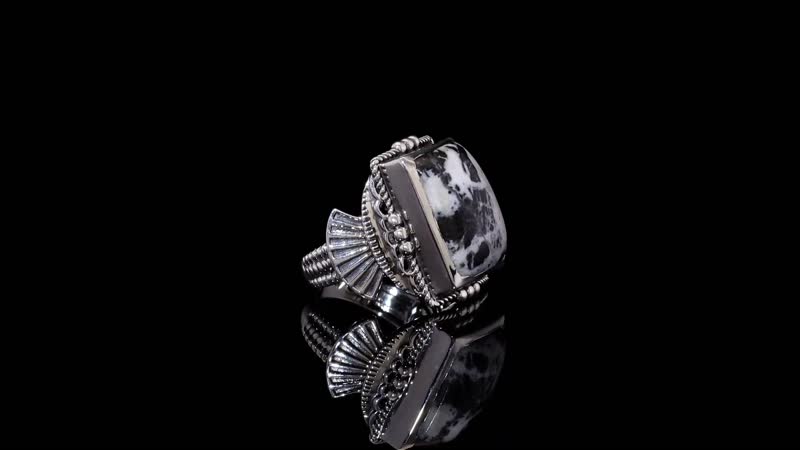 White Buffalo Ring in Black Oxidized Sterling Silver (Size 10.0) 13.10 ctw
