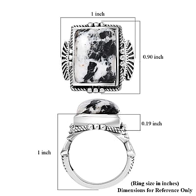D'Joy Artisan Crafted White Buffalo 13.10 ctw Ring in Black Oxidized Sterling Silver (Size 10.0)