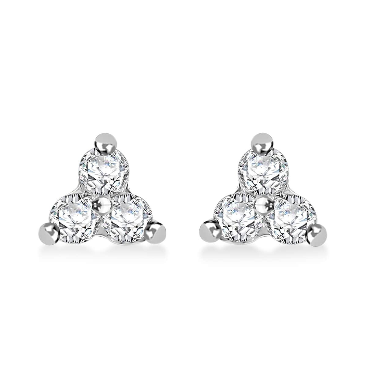 Luxuriant Lab Grown Diamond 0.25 ctw Solitaire Stud Earrings in Rhodium Over Sterling Silver image number 0