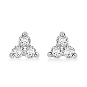 Luxuriant Lab Grown Diamond 0.25 ctw Solitaire Stud Earrings in Rhodium Over Sterling Silver