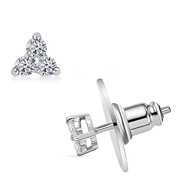 Luxuriant Lab Grown Diamond 0.25 ctw Solitaire Stud Earrings in Rhodium Over Sterling Silver