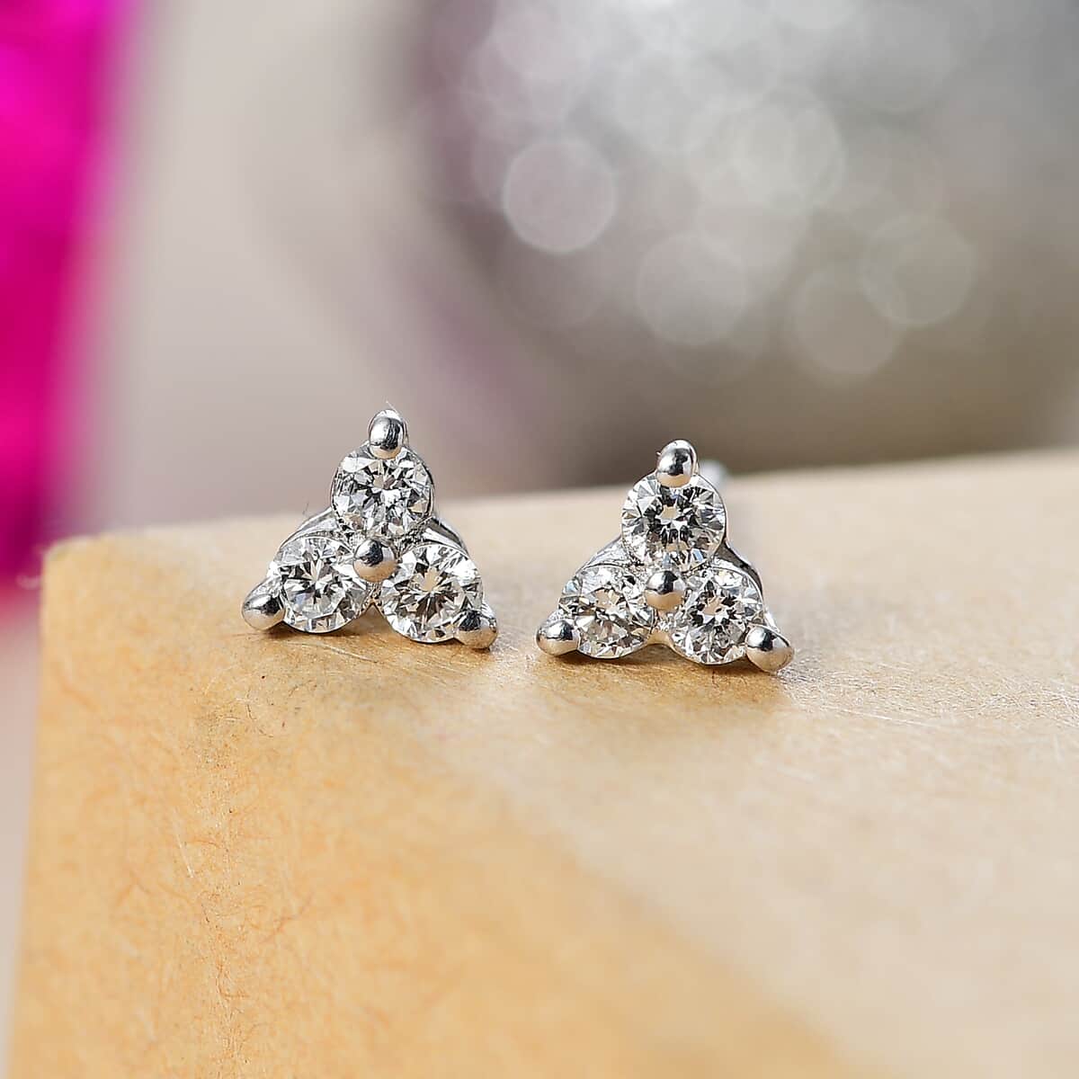 Luxuriant Lab Grown Diamond 0.25 ctw Solitaire Stud Earrings in Rhodium Over Sterling Silver image number 1