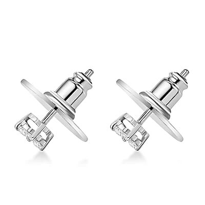 Luxuriant Lab Grown Diamond 0.25 ctw Solitaire Stud Earrings in Rhodium Over Sterling Silver