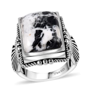 Artisan Crafted White Buffalo 13.10 ctw Ring in Black Oxidized Sterling Silver (Size 8.0)