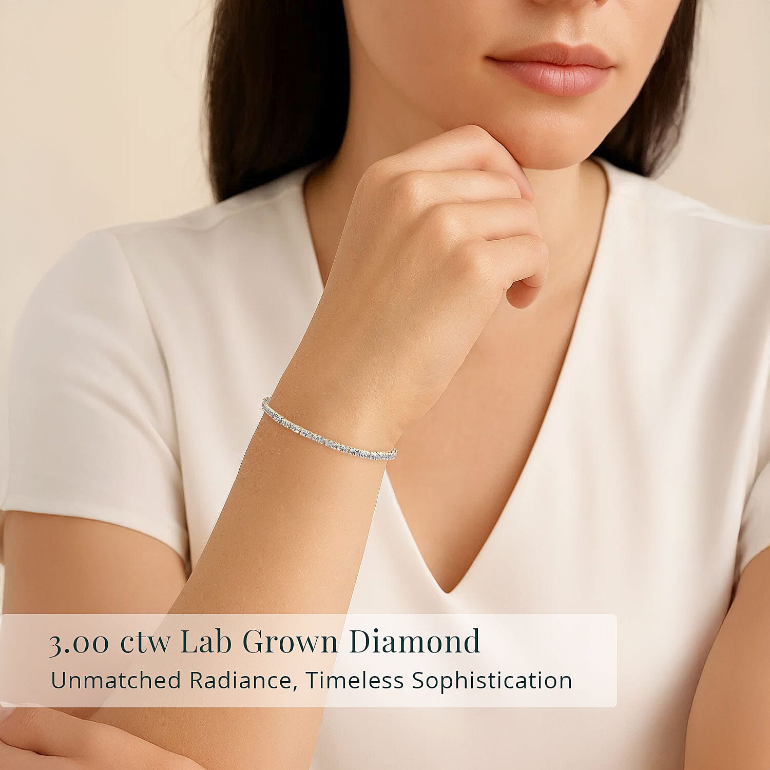Luxuriant Lab Grown Diamond E-F VS 3.00 ctw Tennis Bracelet in 18K Vermeil Yellow Gold Over Sterling Silver (6.50 In)