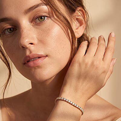 Luxuriant Lab Grown Diamond E-F VS 3.00 ctw Tennis Bracelet in 18K Vermeil Yellow Gold Over Sterling Silver (6.50 In)