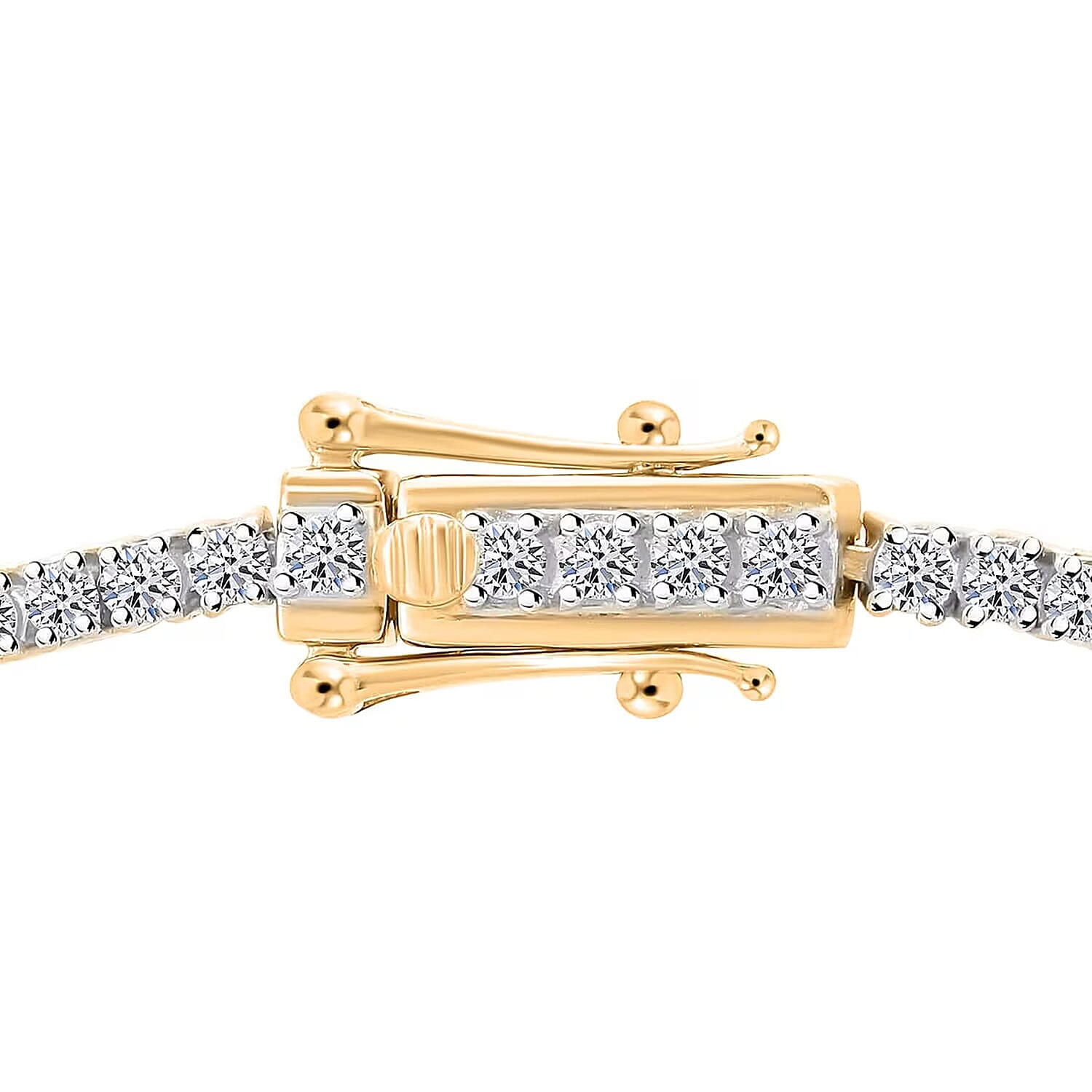 Luxuriant Lab Grown Diamond E-F VS 3.00 ctw Tennis Bracelet in 18K Vermeil Yellow Gold Over Sterling Silver (6.50 In)