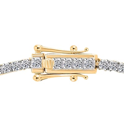 Luxuriant Lab Grown Diamond E-F VS 3.00 ctw Tennis Bracelet in 18K Vermeil Yellow Gold Over Sterling Silver (6.50 In)