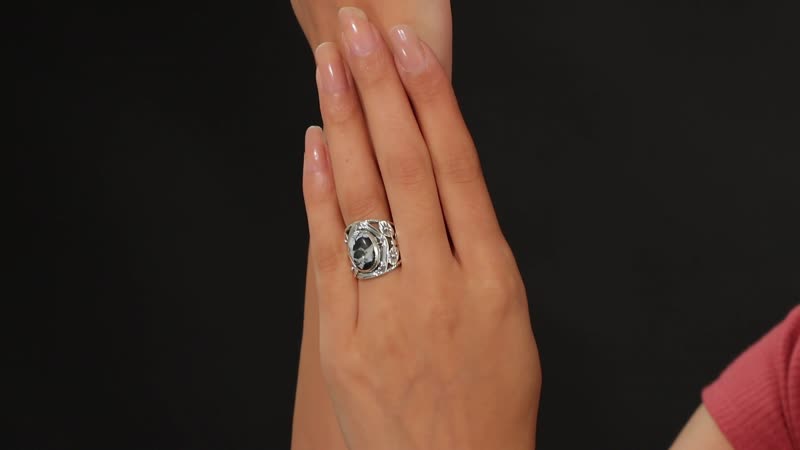 Artisan Crafted White Buffalo Ring in Black Oxidized Sterling Silver (Size 10.0) 6.00 ctw