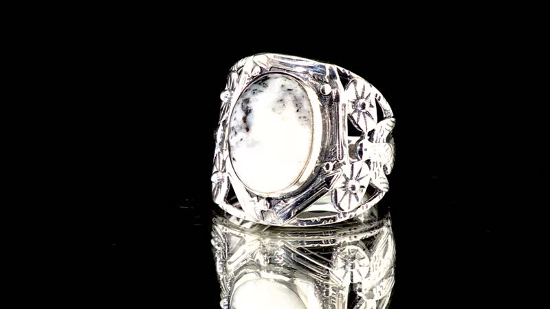 Artisan Crafted White Buffalo Ring in Black Oxidized Sterling Silver (Size 10.0) 6.00 ctw