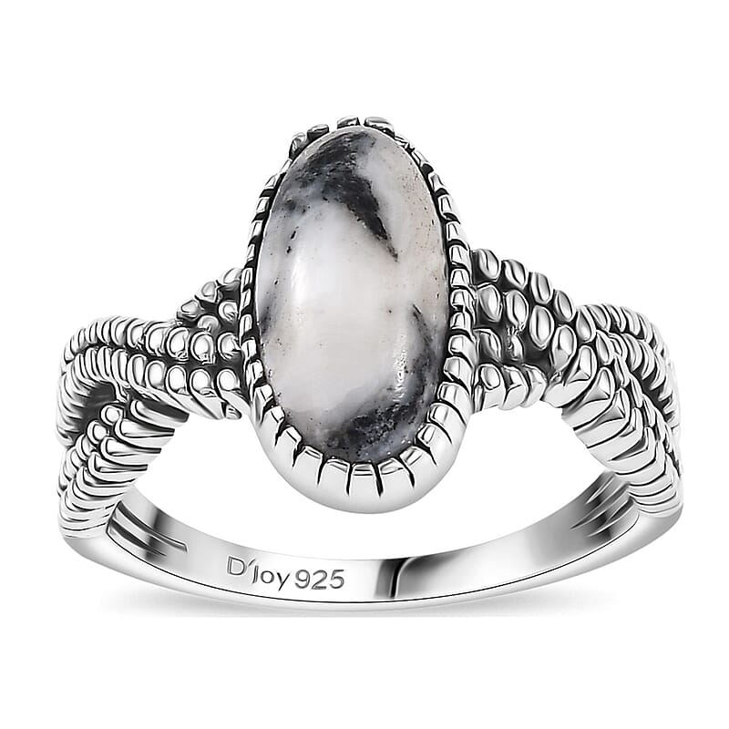 D'Joy Artisan Crafted White Buffalo 2.75 ctw Infinity Shank Ring in Black Oxidized Sterling Silver (Size 10.0)