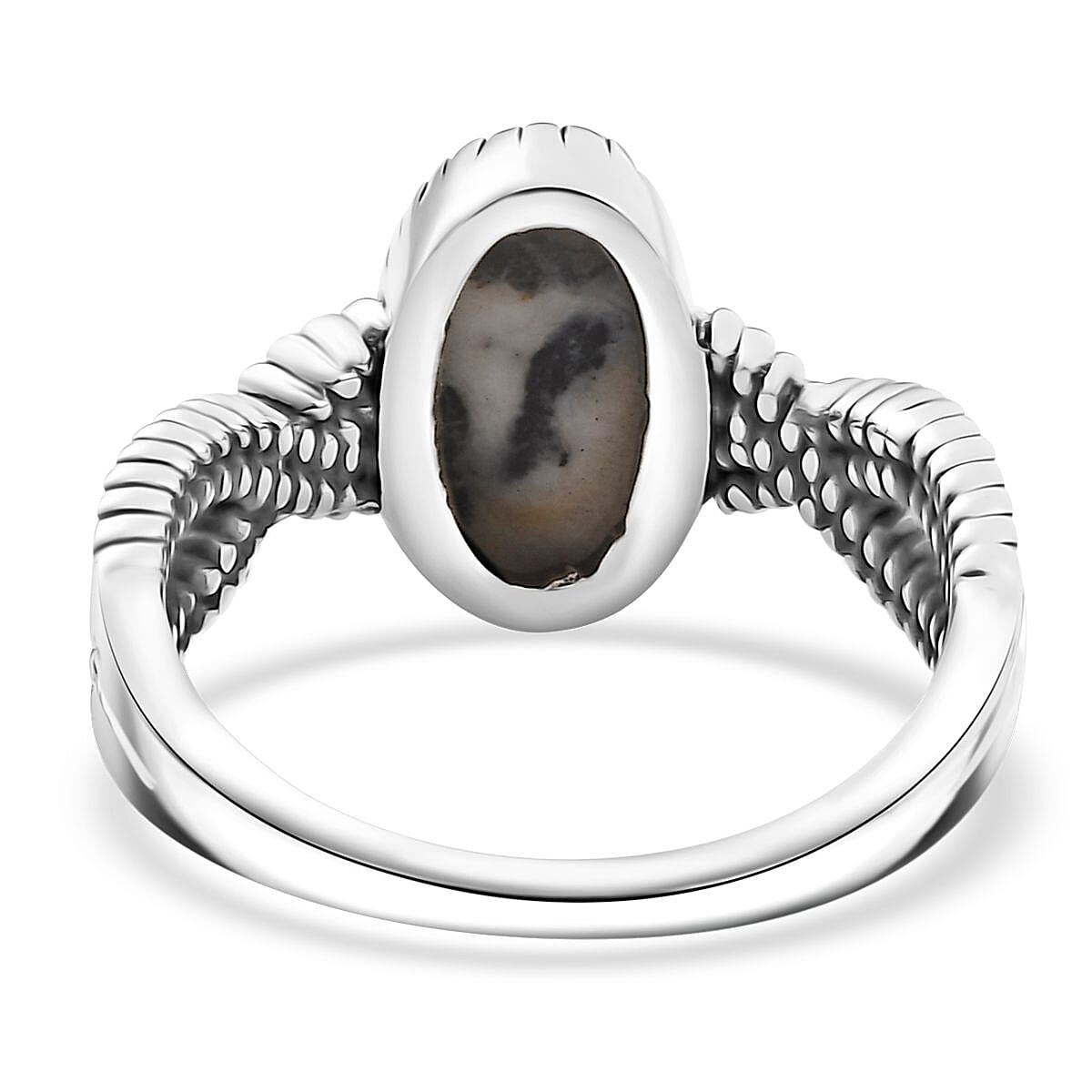D'Joy Artisan Crafted White Buffalo 2.75 ctw Infinity Shank Ring in Black Oxidized Sterling Silver (Size 10.0)