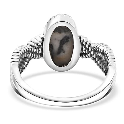 D'Joy Artisan Crafted White Buffalo 2.75 ctw Infinity Shank Ring in Black Oxidized Sterling Silver (Size 10.0)