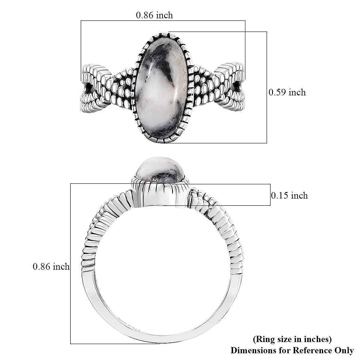 D'Joy Artisan Crafted White Buffalo 2.75 ctw Infinity Shank Ring in Black Oxidized Sterling Silver (Size 10.0)
