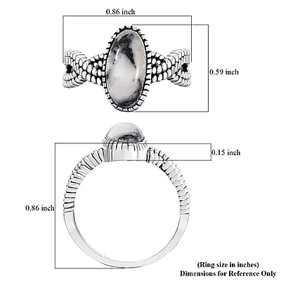 D'Joy Artisan Crafted White Buffalo 2.75 ctw Infinity Shank Ring in Black Oxidized Sterling Silver (Size 10.0)