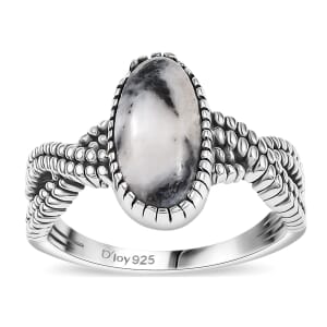 Artisan Crafted White Buffalo 2.75 ctw Infinity Shank Ring in Black Oxidized Sterling Silver (Size 6.0)