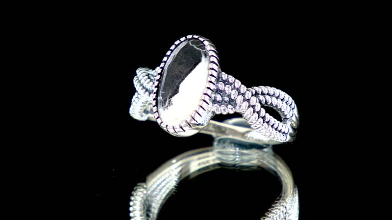 White Buffalo Solitaire Ring in Black Oxidized Sterling Silver (Size 10.0) 2.75 ctw