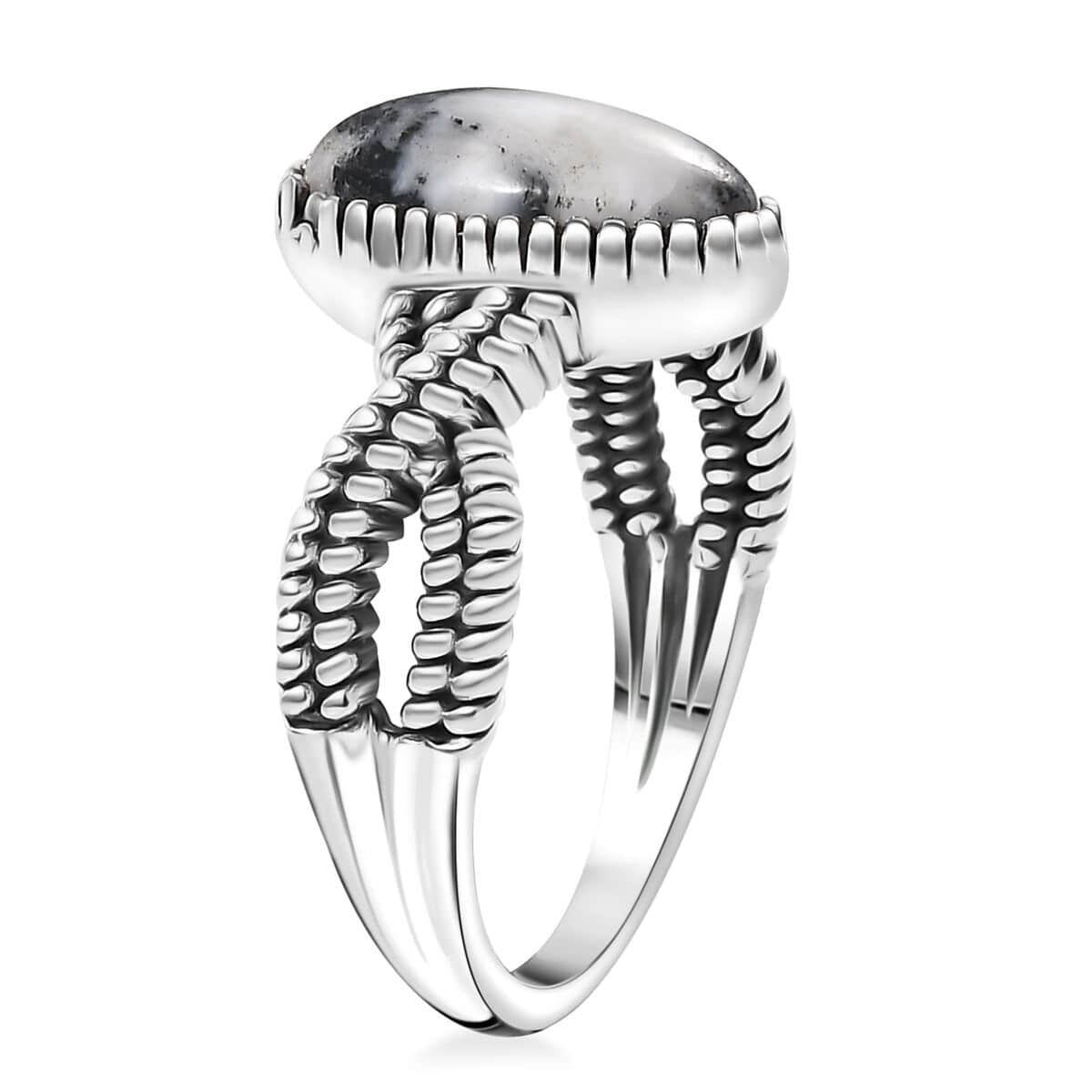 Artisan Crafted White Buffalo 2.75 ctw Infinity Shank Ring in Black Oxidized Sterling Silver (Size 7.0) image number 3