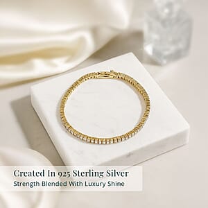 Luxuriant Lab Grown Diamond E-F VS 3.00 ctw Tennis Bracelet in 18K Vermeil Yellow Gold Over Sterling Silver (7.25 In)