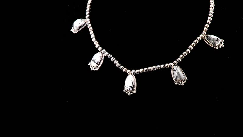 D'Joy Artisan Crafted White Buffalo 36.50 ctw Necklace in Black Oxidized Sterling Silver 18 Inches
