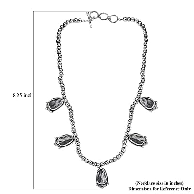 D'Joy Artisan Crafted White Buffalo 36.50 ctw Necklace in Black Oxidized Sterling Silver 18 Inches