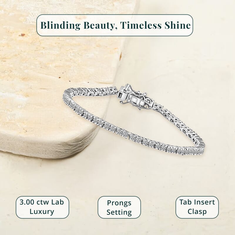Luxuriant Lab Grown Diamond E-F VS 3.00 ctw Tennis Bracelet in 14K White Gold (6.50 In) (Del. in 10-15 Days)