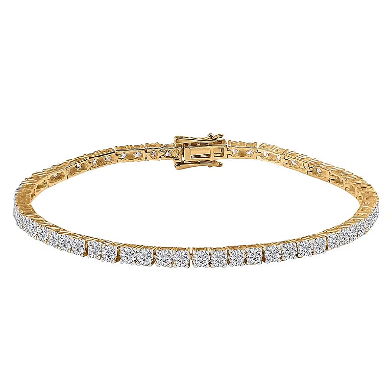 Luxuriant Lab Grown Diamond E-F VS 7.00 ctw Tennis Bracelet in 18K Vermeil Yellow Gold Over Sterling Silver (6.50 In)