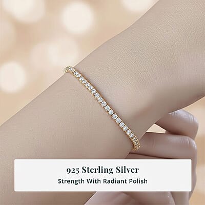 Luxuriant Lab Grown Diamond E-F VS 7.00 ctw Tennis Bracelet in 18K Vermeil Yellow Gold Over Sterling Silver (6.50 In)