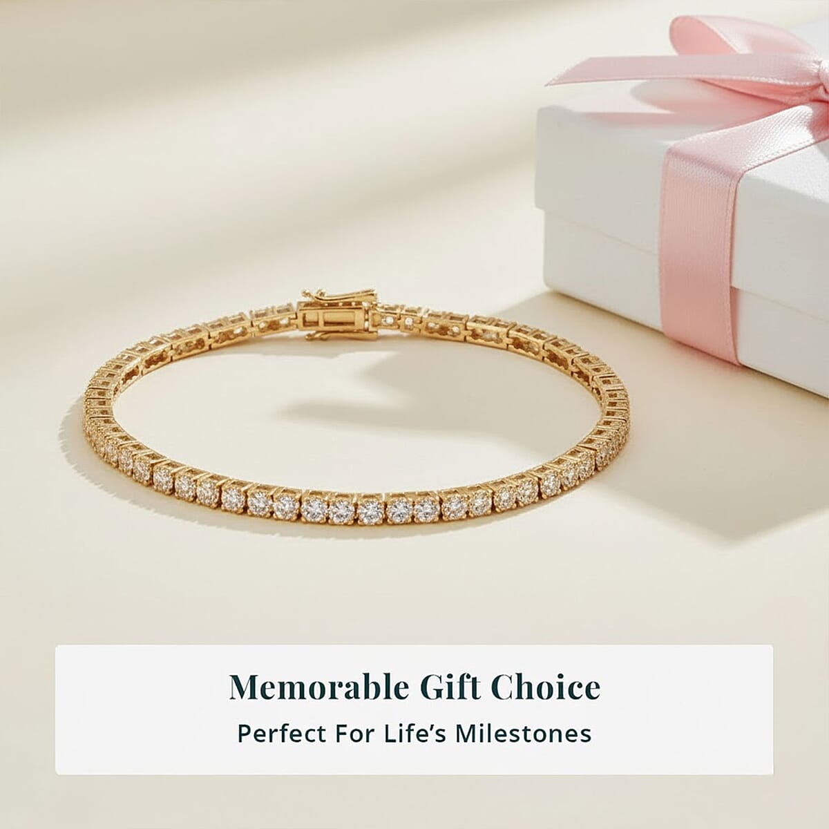 Luxuriant Lab Grown Diamond (E-F, VS) Tennis Bracelet in 18K Vermeil YG Over Sterling Silver (7.25 In) (Del. in 10-15 Days) 7.00 ctw image number 5