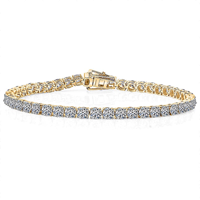 Luxuriant Lab Grown Diamond E-F VS 10.00 ctw Tennis Bracelet in 18K Vermeil Yellow Gold Over Sterling Silver (7.25 In) (Del. in 10-15 Days)