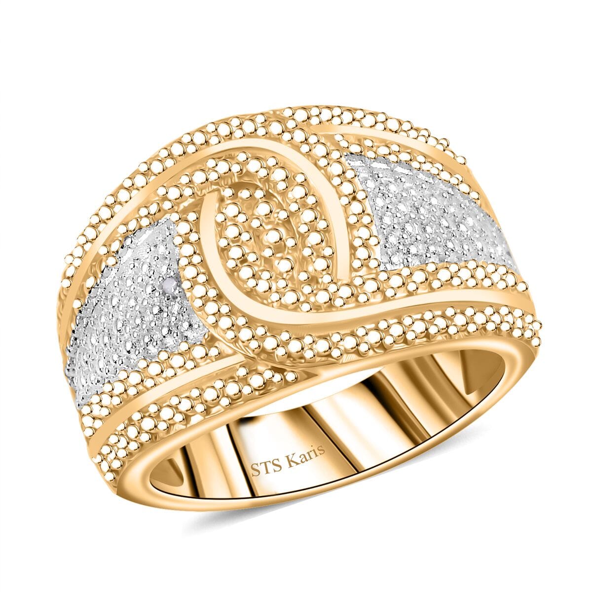 Karis White Diamond Accent Ring in 18K Yellow Gold Plated (Size 7.0)