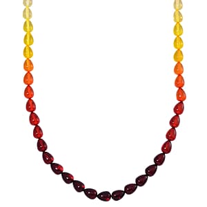 Simulated Multi Color Amber Drop Beaded Necklace 21.5 Inches