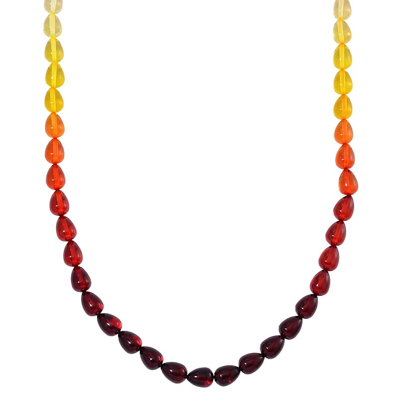 Simulated Multi Color Amber Drop Beaded Necklace 21.5 Inches