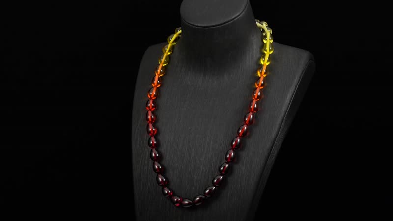 Simulated Multi Color Amber Drop Beaded Necklace 21.5 Inches
