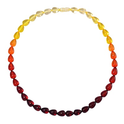 Simulated Multi Color Amber Drop Beaded Necklace 21.5 Inches