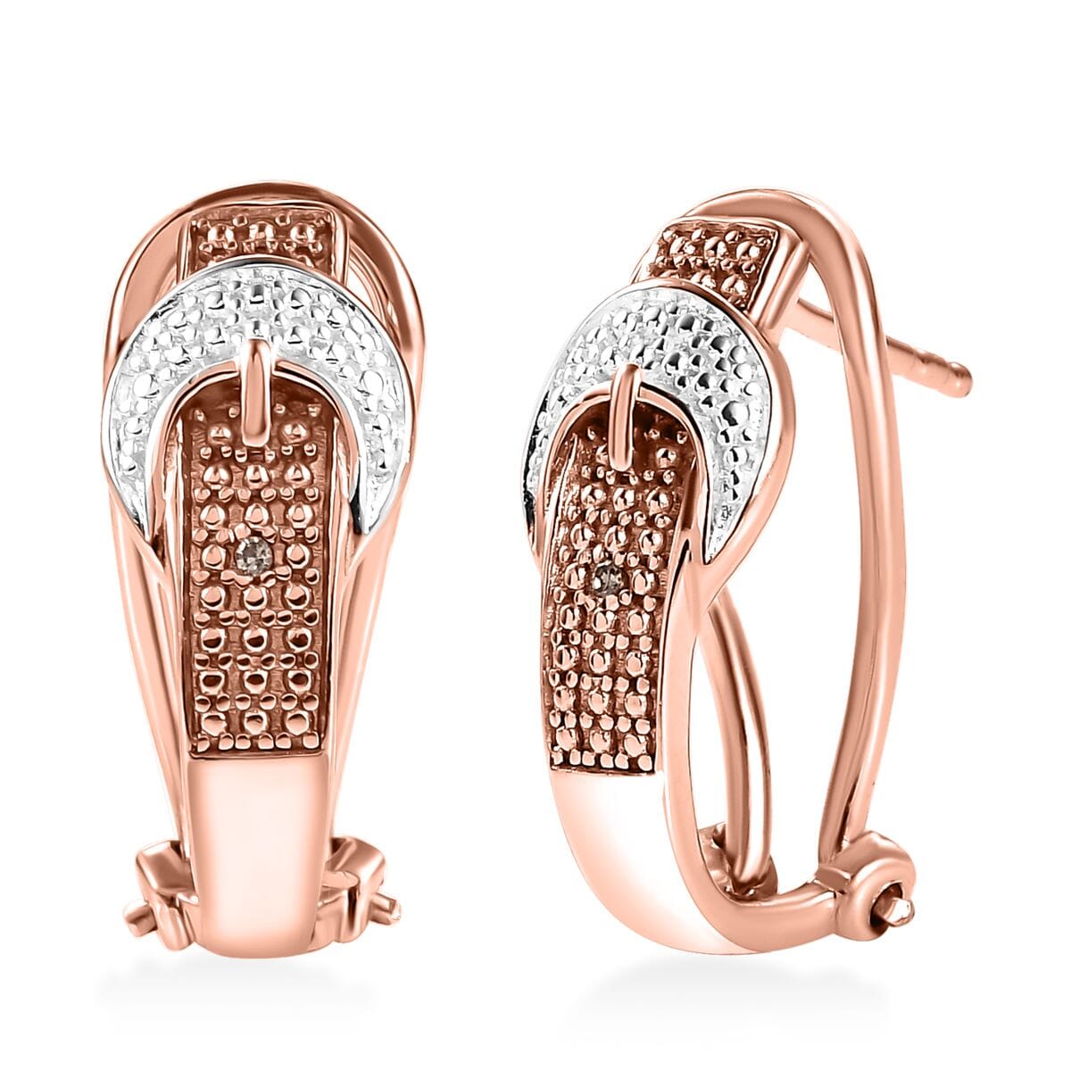 Karis Natural Champagne Diamond Accent Latch Back Earrings in Platinum Bond and 18K RG Plated image number 0