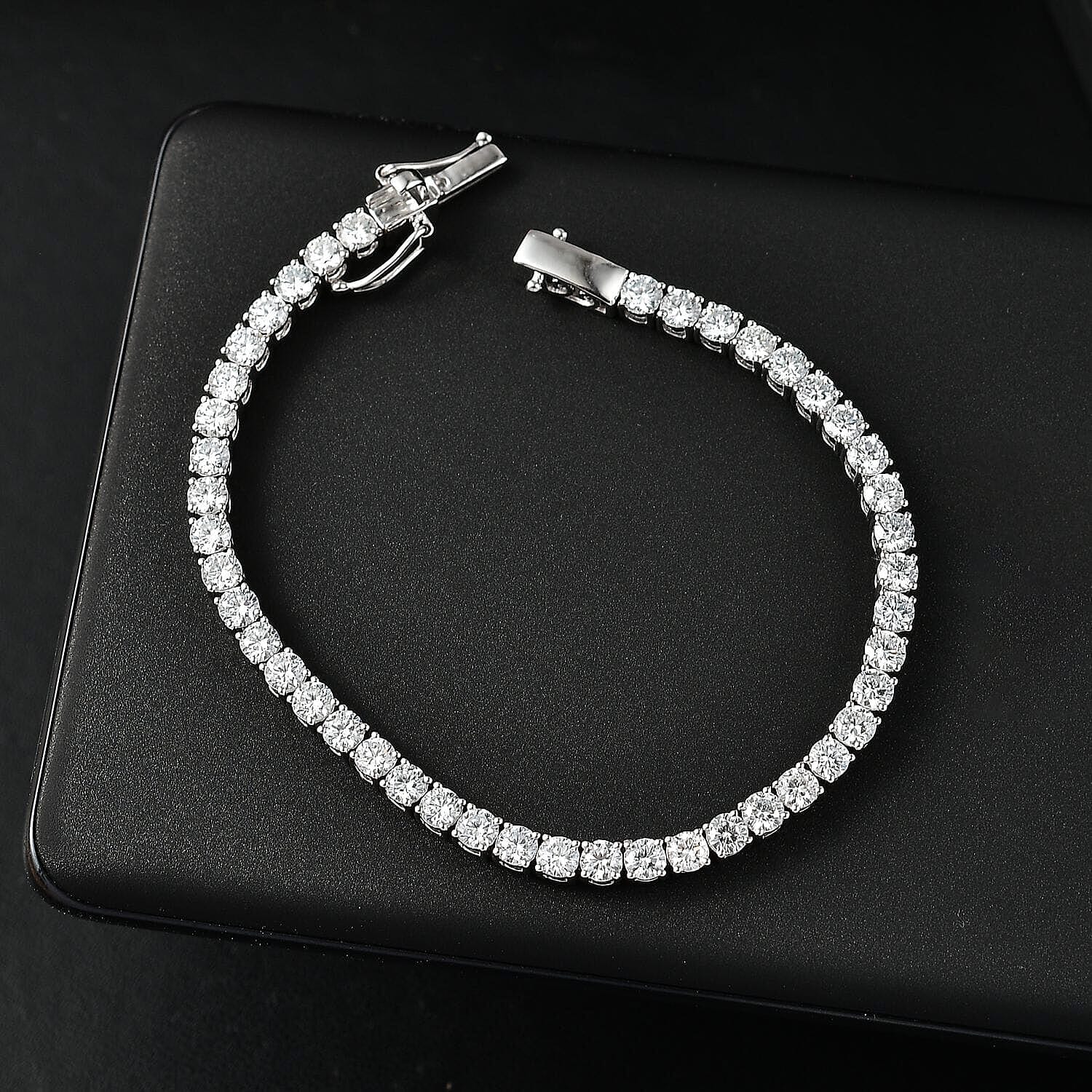 Luxuriant Lab Grown Diamond E-F VS 6.40 ctw Tennis Bracelet in 14K White Gold (6.50 In) 8.30 Grams
