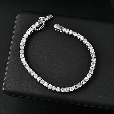 Luxuriant Lab Grown Diamond E-F VS 6.40 ctw Tennis Bracelet in 14K White Gold (6.50 In) 8.30 Grams