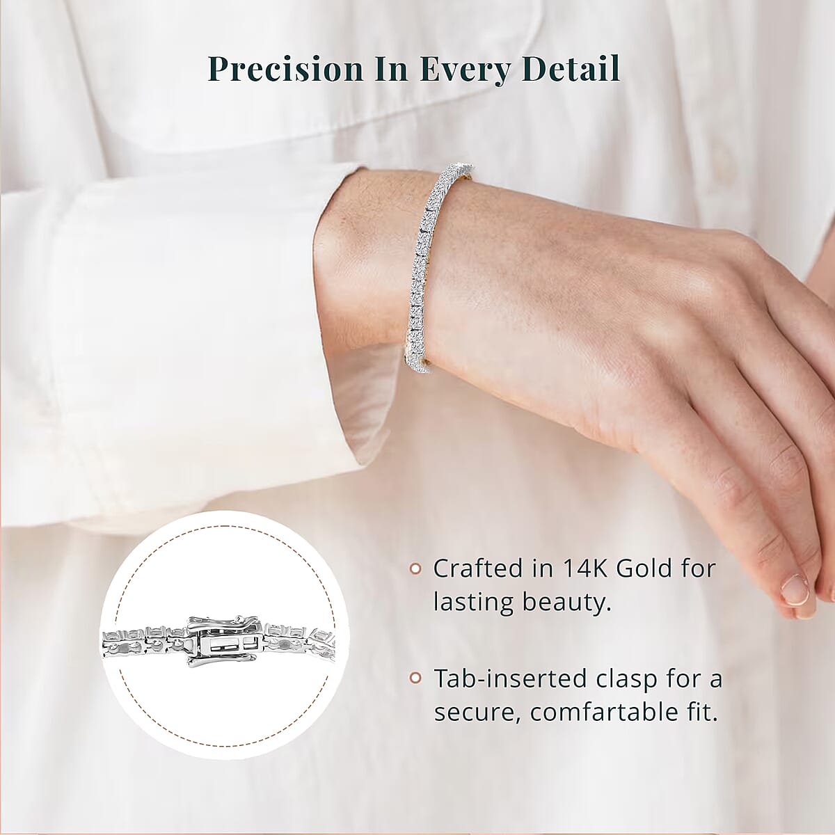 14K White Gold Luxuriant Lab Grown Diamond (E-F, VS) Tennis Bracelet (8.00 In) (Del. in 10-15 Days) 10.00 ctw image number 4