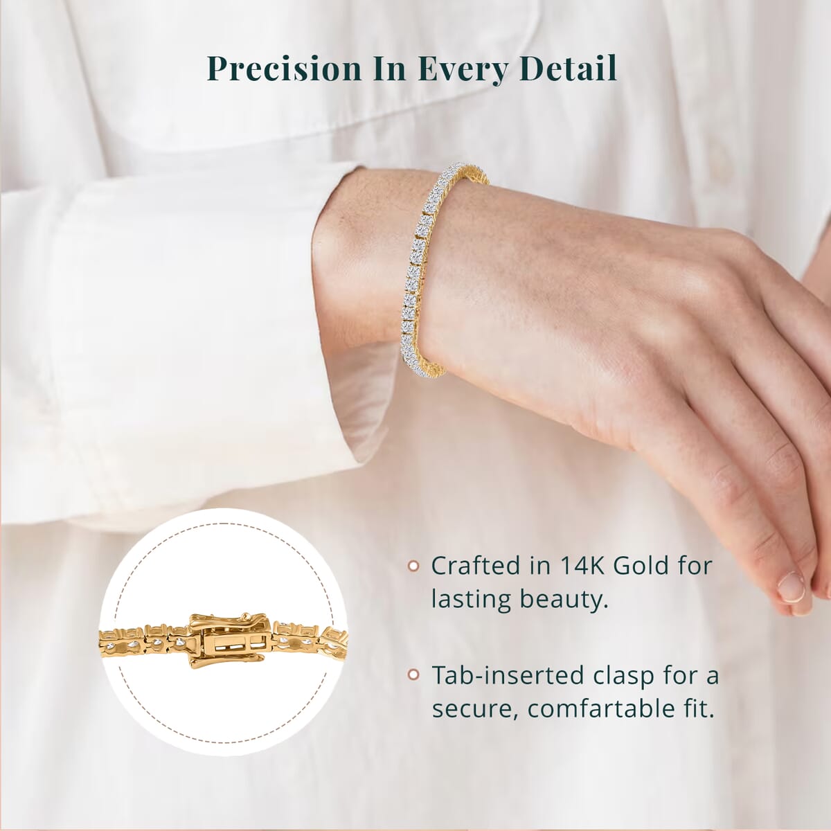 Luxuriant Lab Grown Diamond E-F VS 10.00 ctw Tennis Bracelet in 14K Yellow Gold (8.00 In) image number 4
