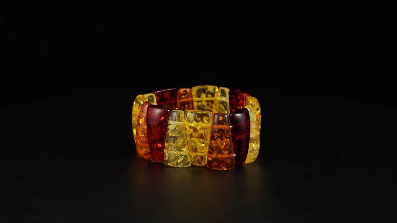 Simulated Multi Color Amber Block Stretch Bracelet 6.5-7 Inches