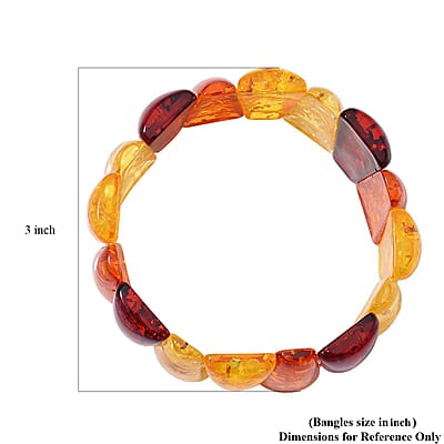 Simulated Multi Color Amber Block Stretch Bracelet 6.5-7 Inches