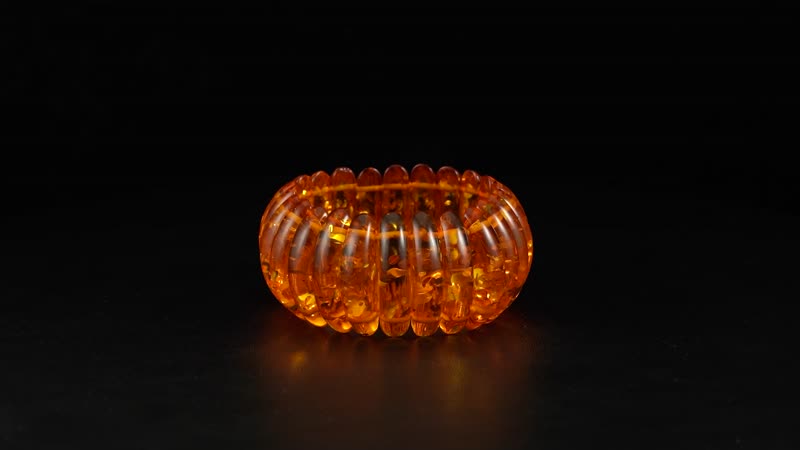Simulated Amber Fancy Block Stretch Bracelet 6.5-7 Inches
